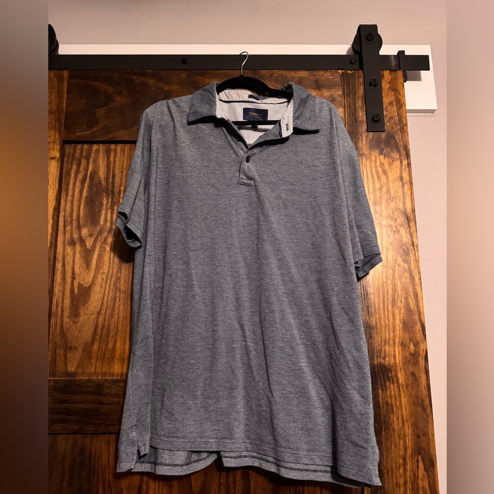 Gray Polo Shirt with Short Sleeves and Knit Material